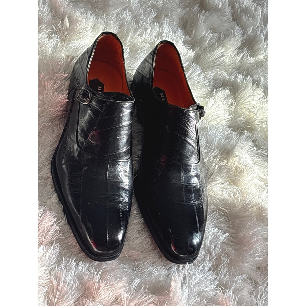 Mezlan Orleans Black Monk Strap Dress Shoes Mens 10 M Made in Spain Exotic